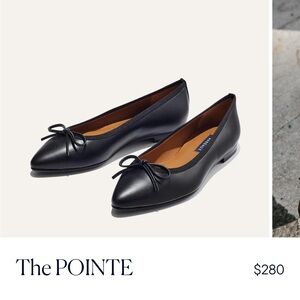 Margaux Black Leather Pointe Flats